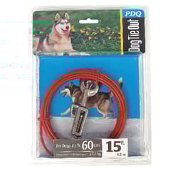 PDQ Red Tie-Out with Spring Vinyl Coated Cable Dog Tie Out Large