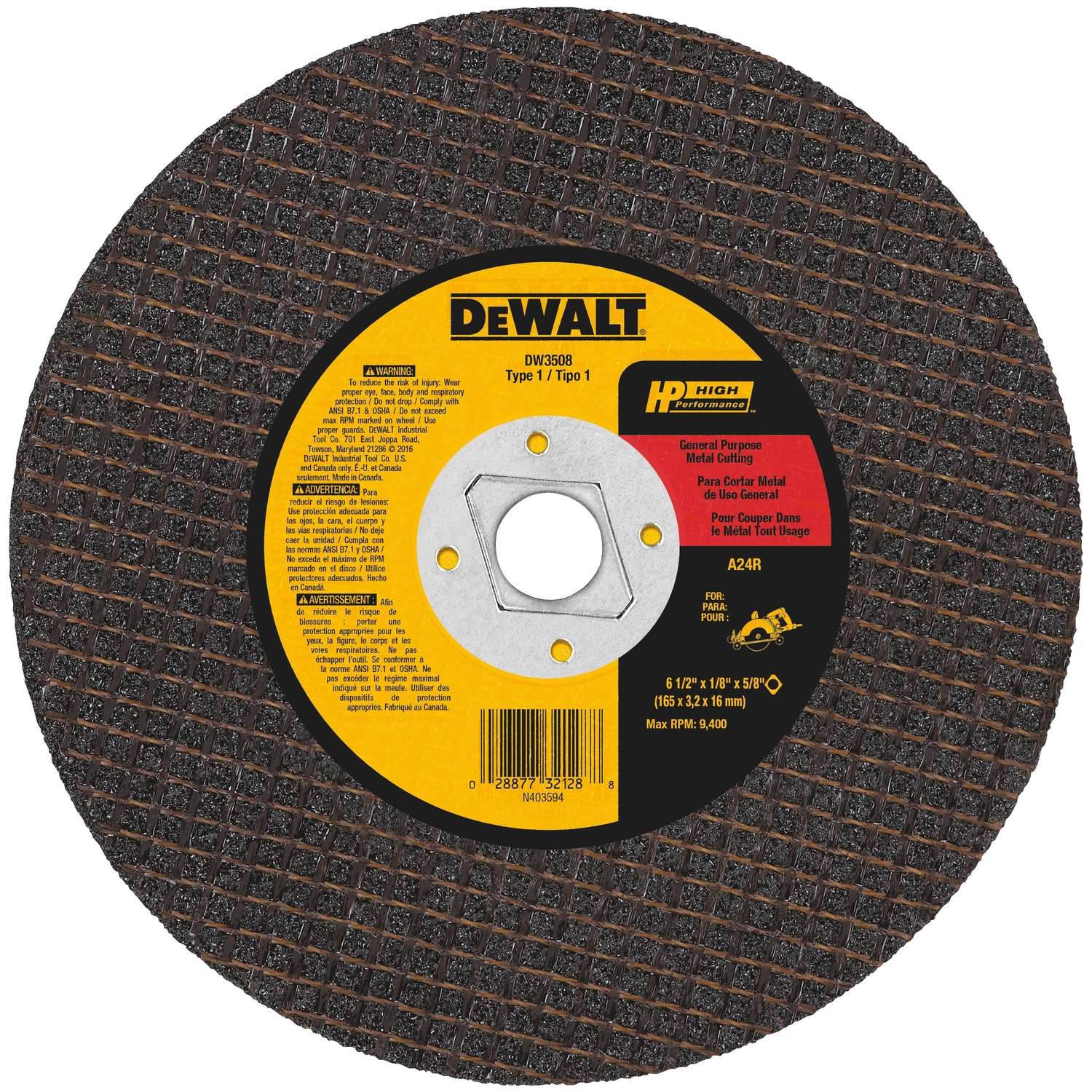 Dewalt High Performance 6 1 2 In Dia X 5 8 In Aluminum Oxide Metal Cutting Saw Blade 1 Pc