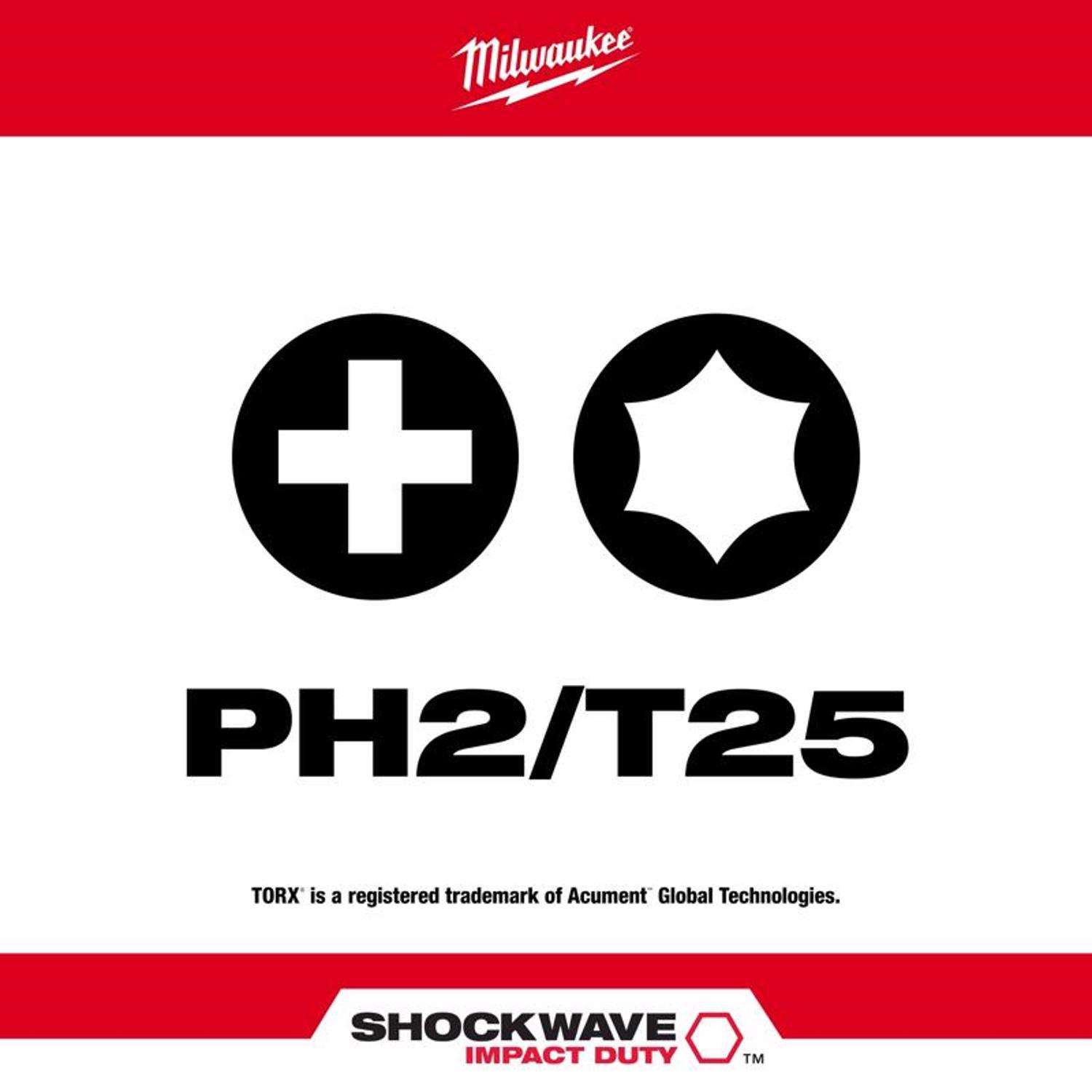 Milwaukee Shockwave Phillips/Torx PH2/T25 X 2-3/8 in. L