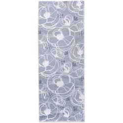 Cozy Living 21 in. W X 54 in. L Gray/White Field of Poppies Polyester Accent Rug