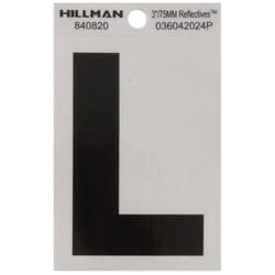 HILLMAN 3 in. Reflective Black Vinyl Self-Adhesive Letter L 1 pc