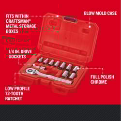 Craftsman 1/4 in. drive Metric 6 Point Socket and Ratchet Set 11 pc