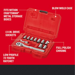 Craftsman 1/4 in. drive Metric 6 Point Socket and Ratchet Set 11 pc