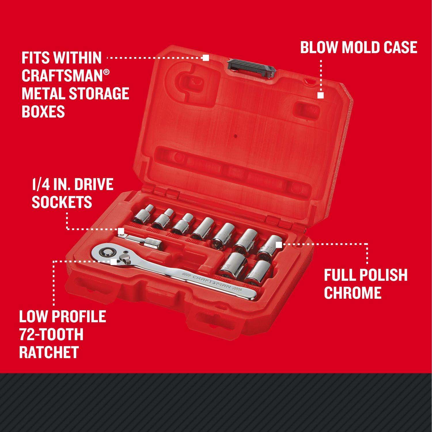 Craftsman 1/4 in. Drive Metric 6 Point Socket Set, 11 pc