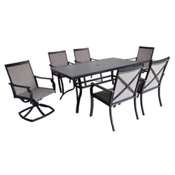 Living Accents Rhett 7 pc Black Steel Casual Dining Set Beige