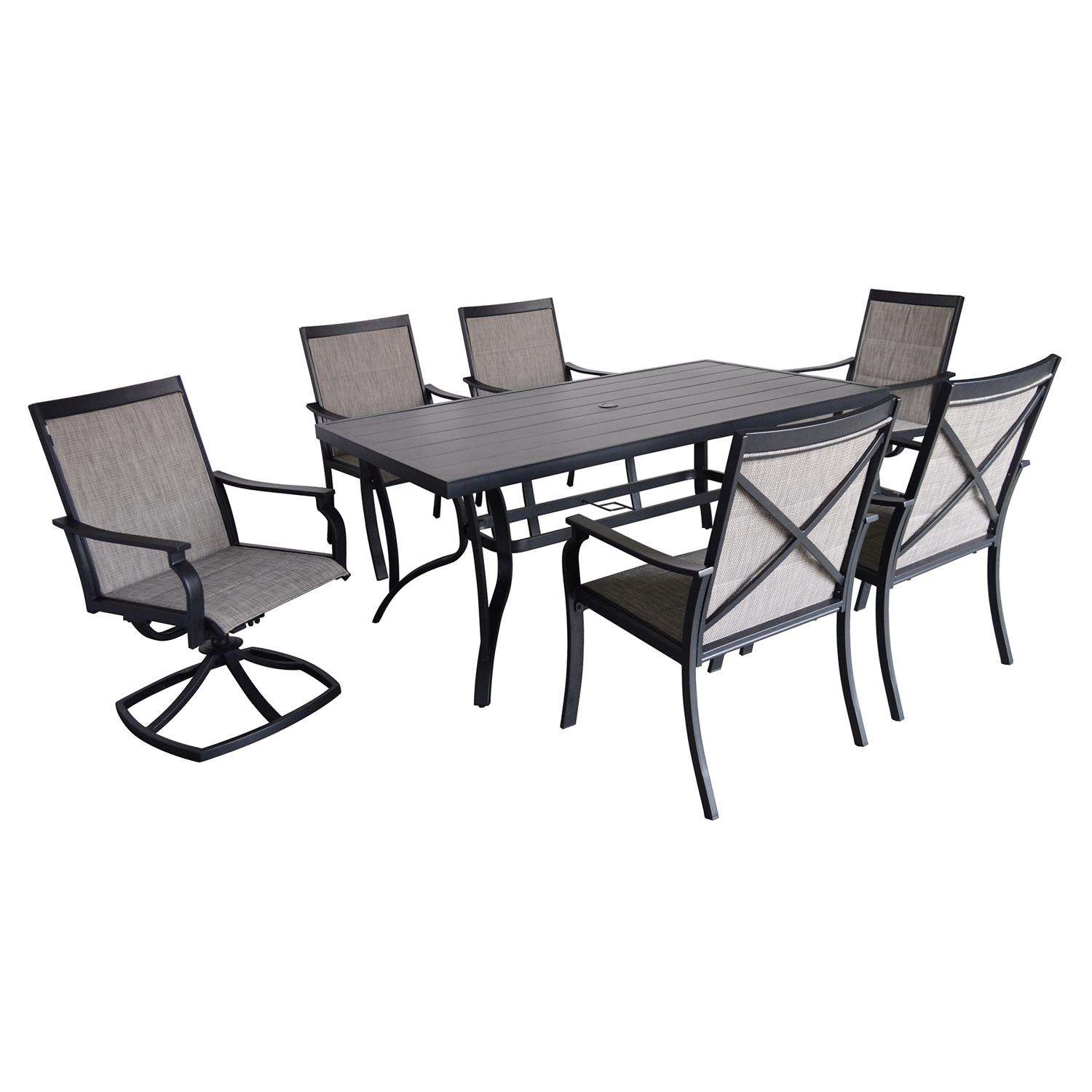 Living Accents Clark 7 pc Black Steel Casual Dining Set Beige - Ace ...