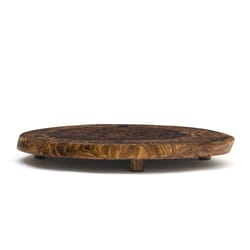 Lipper International Natural Acacia Wood Burl Serving Boards With Feet 15 in. D 1 pc