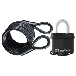Master Lock Cable With Covered Padlock 1/4 " Dia., 6 Ft. For Most Tires & General Applications