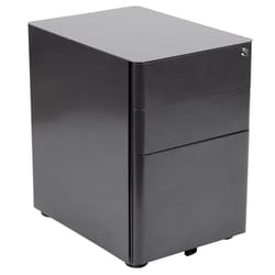 Flash Furniture 22.75 in. H X 15.5 in. W X 21 in. D Black Steel 3-Drawer Pedestal