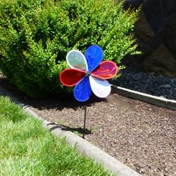 In The Breeze Multicolored Nylon 22 in. H Patriot Sparkle Flower Garden Stake Spinner