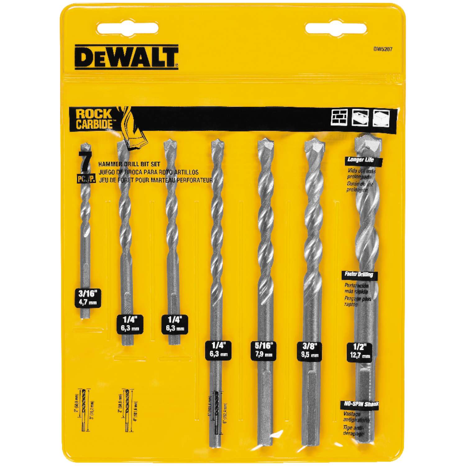 DeWalt Rapid Load Carbide Masonry Drill Bit Set 7 pc Ace Hardware
