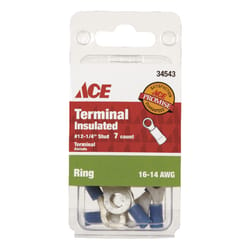 Ace Insulated Wire Ring Terminal Blue 7 pk