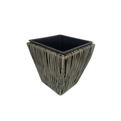 Infinity 11 in. H X 11 in. W X 11 in. D Plastic Wicker Planter Gray