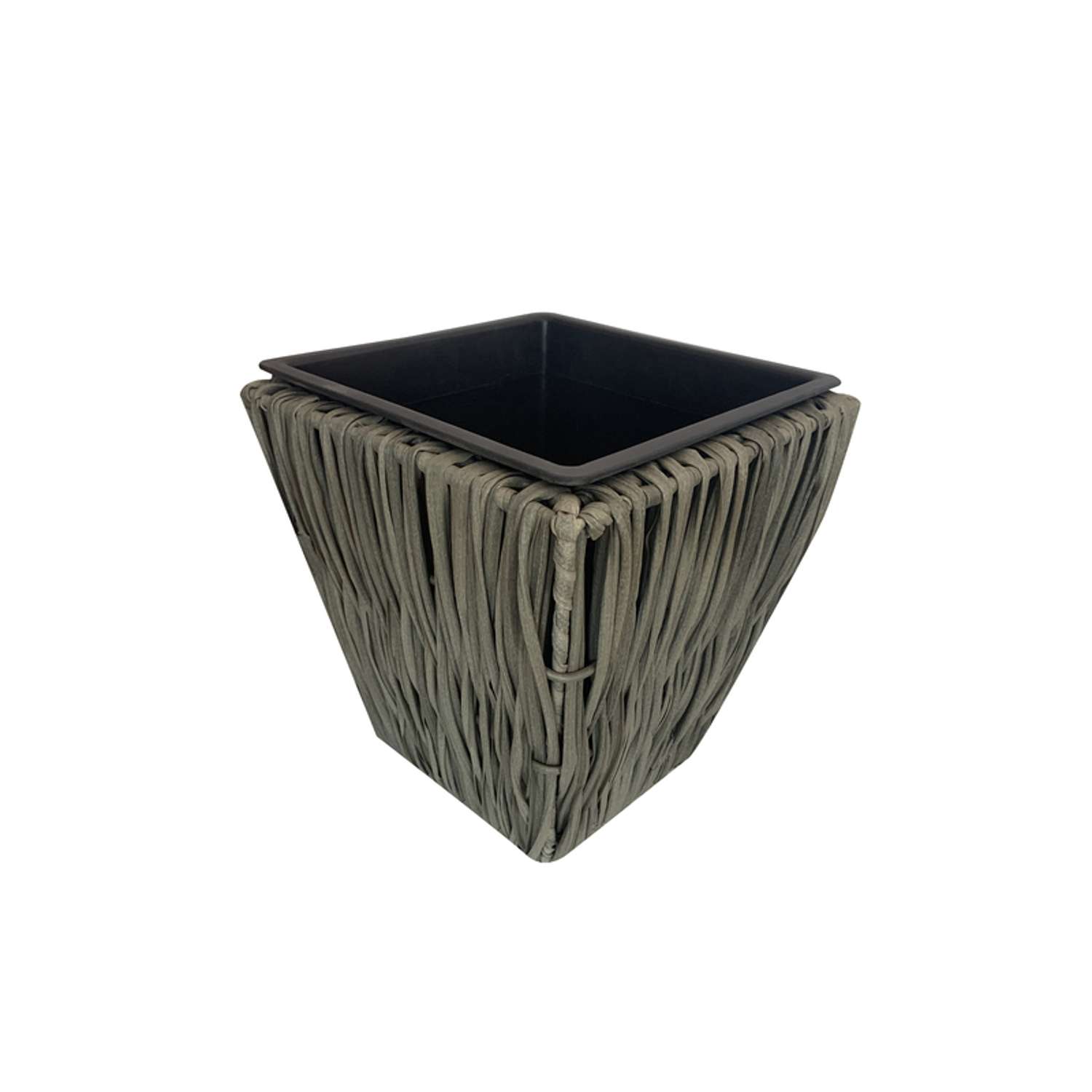 Infinity 11 in. H X 11 in. W X 11 in. D Plastic Wicker Planter Gray