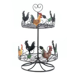 Accent Plus 17 in. H X 10 in. W X 10 in. D Black Rooster Double-Tier Rack