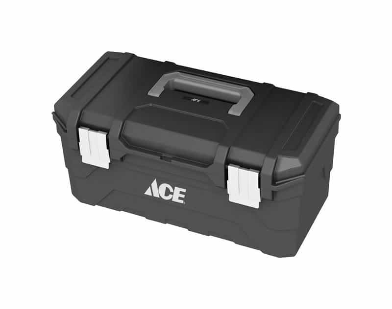 Ace 20 in Plastic Tool Box 9 25 in W x 10 5 in H Black 