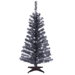 National Tree Company 4 ft. Slim Incandescent 70 ct Black Tinsel Christmas Tree