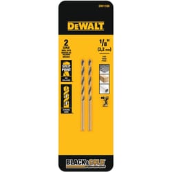 DeWalt Black & Gold 1/8 in. X 2.75 in. L High Speed Steel Split Point Drill Bit Round Shank 2 pc