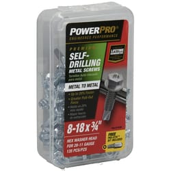 Power Pro No. 8 X .75 in. L Star Hex Washer Head Sheet Metal Screws 135
