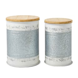 Glitzhome Galvanized Gray Honeycomb Metal/Wood Storage Accent Table