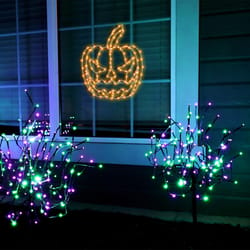 Celebrations Orange 140 ct 15 in. LED Prelit Illuminated Pumpkin Window Decor