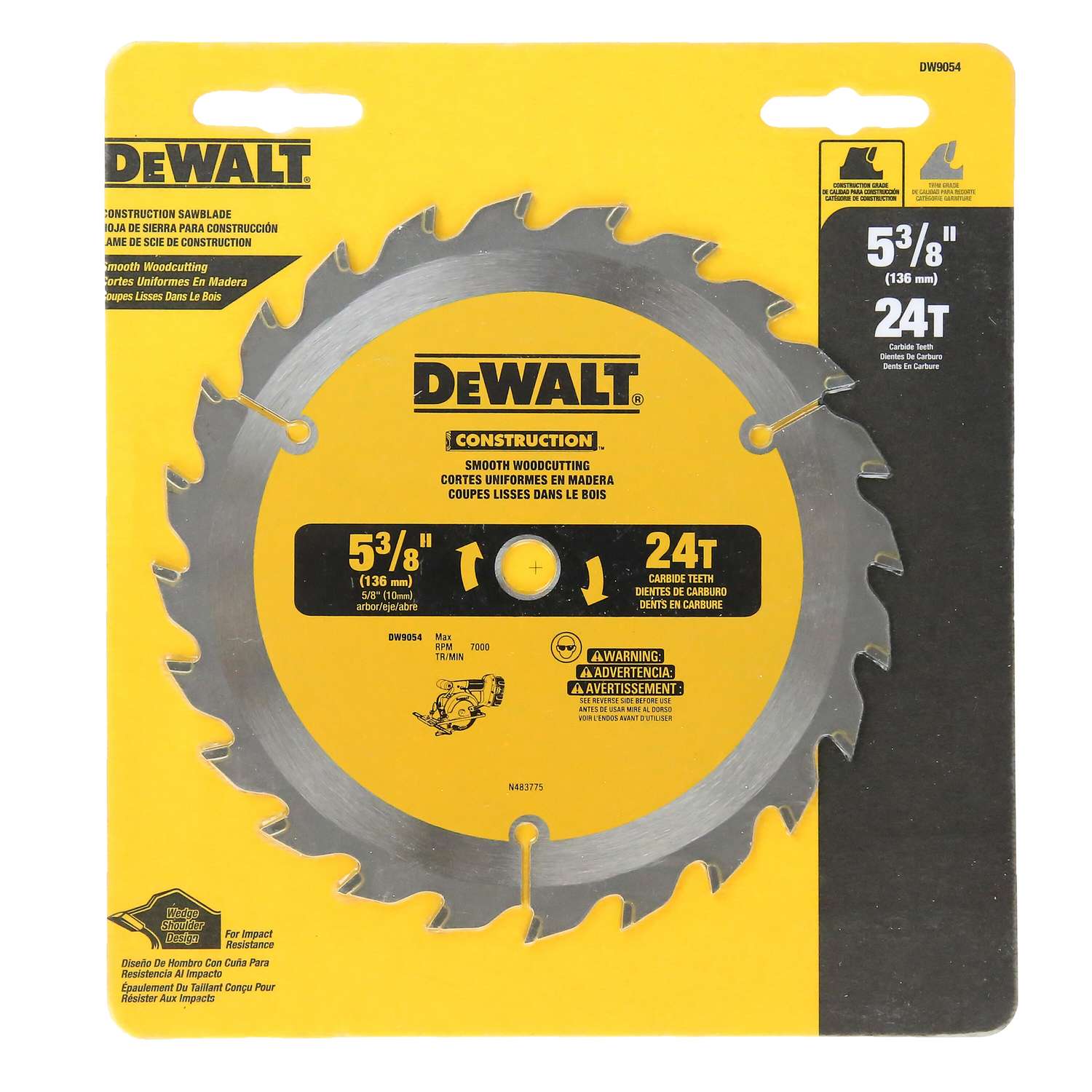 DeWalt 53/8 in. D X 10 mm S Carbide Tipped Circular Saw Blade 24 teeth
