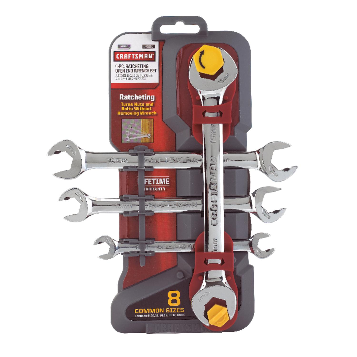 UPC 099575352218 product image for Craftsman 4 Piece Metric Open End Ratcheting Wrench Set (00921937) | upcitemdb.com