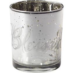 Precious Moments 3.25 in. H Silver Glass Candle Holder