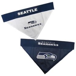 Pets First Navy/White Seattle Seahawks Cotton/Nylon Dog Collar Bandana Small/Medium