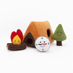 ZippyPaws Burrow Multicolored Plush Camping Tent Dog Toy 1 pk