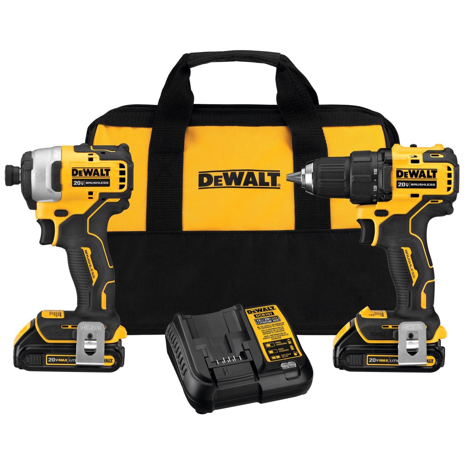 DEWALT 20V MAX ATOMIC Cordless Brushless 2 Tool Compact Drill And ...