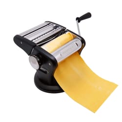 Fantes Silver/Black Stainless Steel Supreme Pasta Machine with Double Pasta Cutter