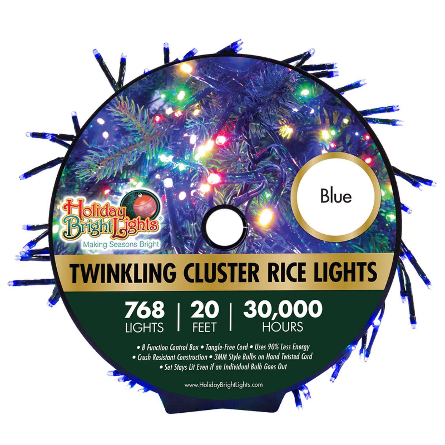 Holiday Bright Lights LED Rice Cluster Blue 768 ct String Christmas Lights Ace Hardware