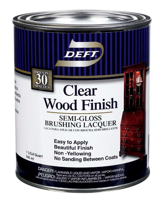 Deft Wood Finish SemiGloss Clear OilBased Brushing Lacquer 1 qt