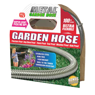 Metal Garden Hose As Seen On TV 5/8 in. D X 100 ft. L Stainless Steel