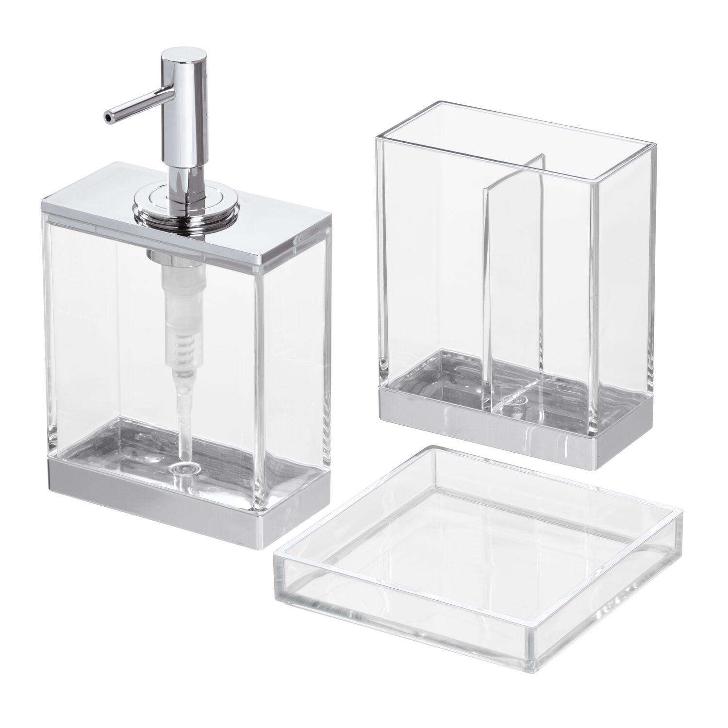 InterDesign Clarity Chrome Clear Plastic Bath Accessory Set Ace Hardware