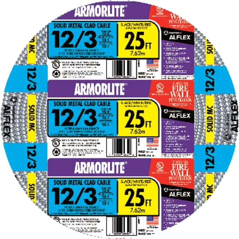 Southwire Armorlite 25 ft. 12/3 Solid Aluminum Armored MC Cable