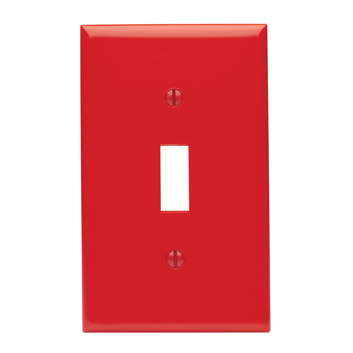 Leviton Red 1 gang Thermoplastic Nylon Toggle Wall Plate 1 pk - 007-80701-0RE - Electrical Switches  sku 007-80701-0RE