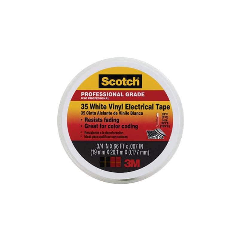 Scotch 3 4 in W x 66 ft L White Vinyl Electrical Tape Scotch 3 4 in W x 66 ft L White Vinyl Electrical Tape
