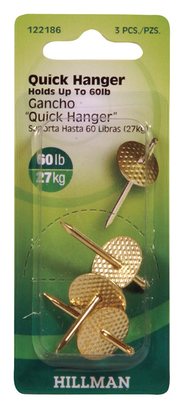 UPC 008236495218 product image for Hillman AnchorWire Brass-Plated One Piece Quick Hanger 60 lb. 3 pk Brass | upcitemdb.com