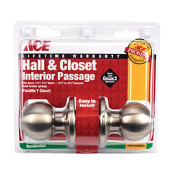 Ace Ball Satin Nickel Passage Lockset 1-3/4 in.