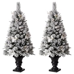 Glitzhome 4 ft. Pencil LED 100 ct Pine Artificial Christmas Tree