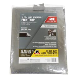 Ace 10 ft. W X 20 ft. L Heavy Duty Polyethylene Tarp Black/Silver