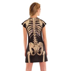 Faux Real M Short Sleeve Women's V-Neck Multi-Color Skeleton Dress