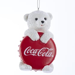 Kurt S. Adler Coca-Cola Bear with Bottle Cap Ornament 4 in.