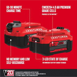 Craftsman V20 CMCB204-2CK 4 Ah Lithium-Ion Two Battery and Charger Starter Kit 2 pc