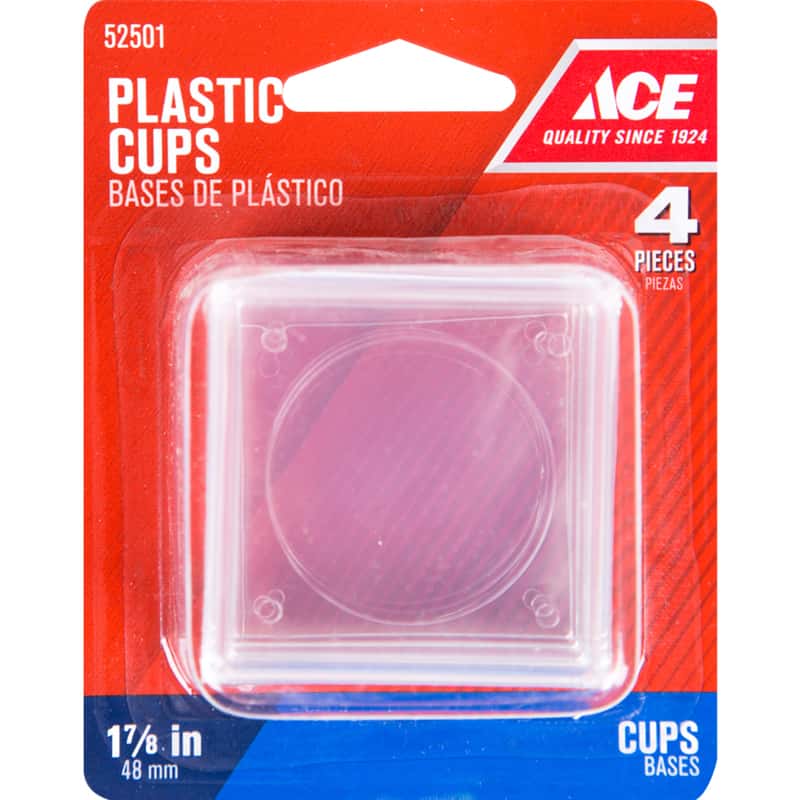 Ace Plastic Caster Cup Clear Square 17/8 in. W X 17/8 in. L 4 pk