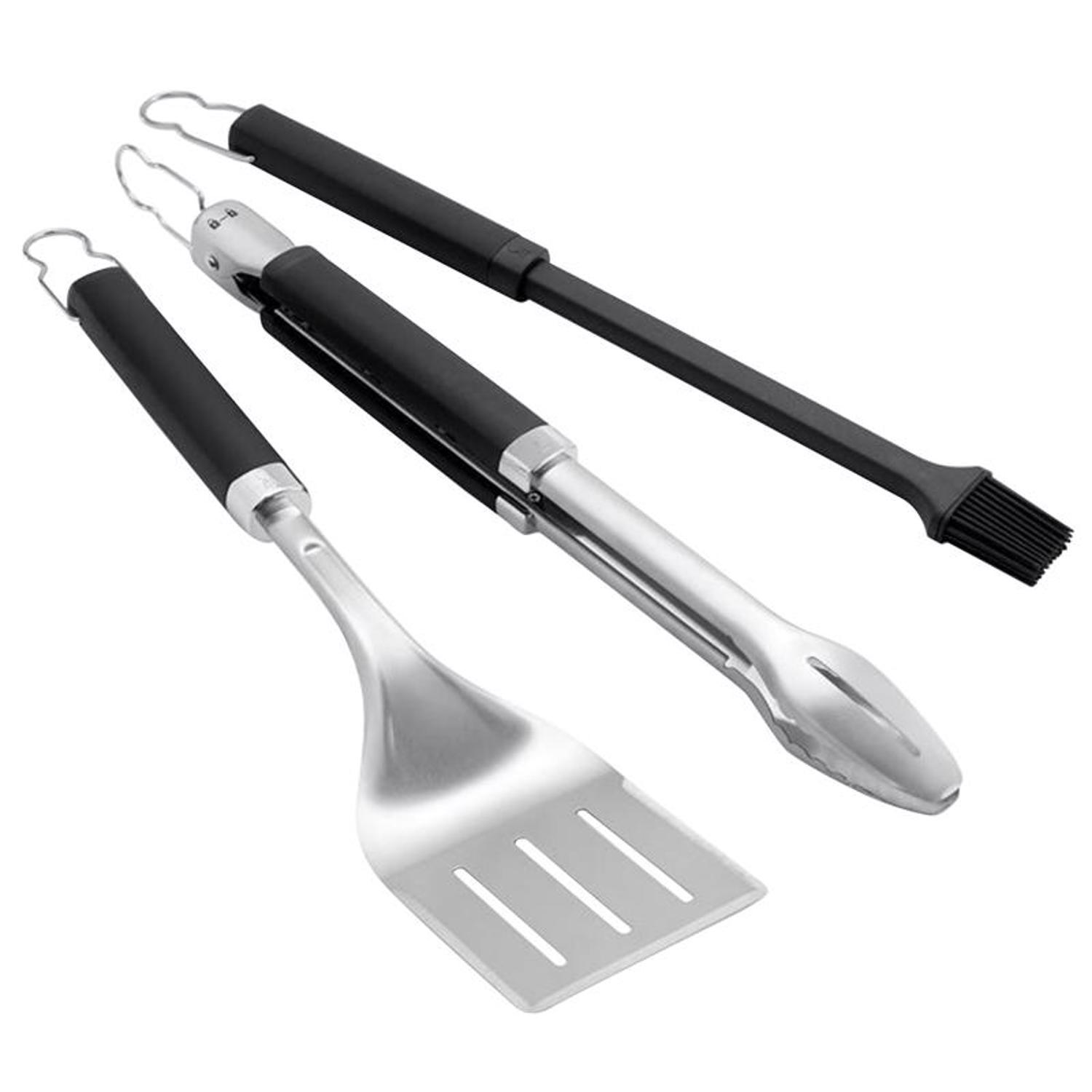 Weber Precision Stainless Steel Black/Silver Grill Tool Set 3 pc Sansujyuku sansujyuku.com