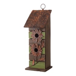 Glitzhome 14.45 in. H X 5.04 in. W X 5.31 in. L Metal and Wood Bird House