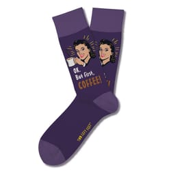 Two Left Feet Unisex But 1st Coffee M/L Novelty Socks Purple